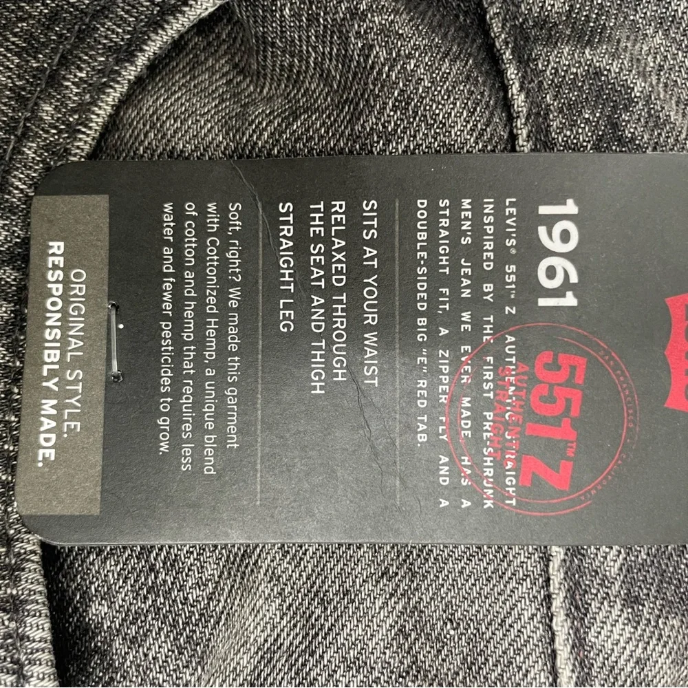 Levi’s Mens 551Z Straight Leg Jeans Gray Sz 28 X 32